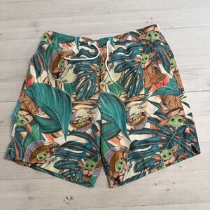Star Wars‎ Baby Yoda Grogu Swim Trunks Tropical Leaves Mens Size medium